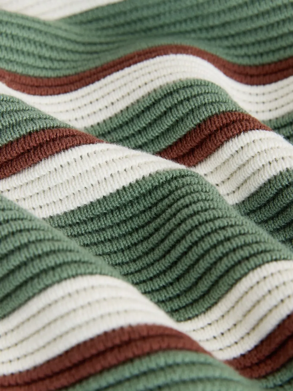 Sage Green Regular Fit Long Sleeve Stripe Zip Neck Knit Polo Shirt