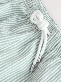 Sage Green Stripe Seersucker Swim Shorts