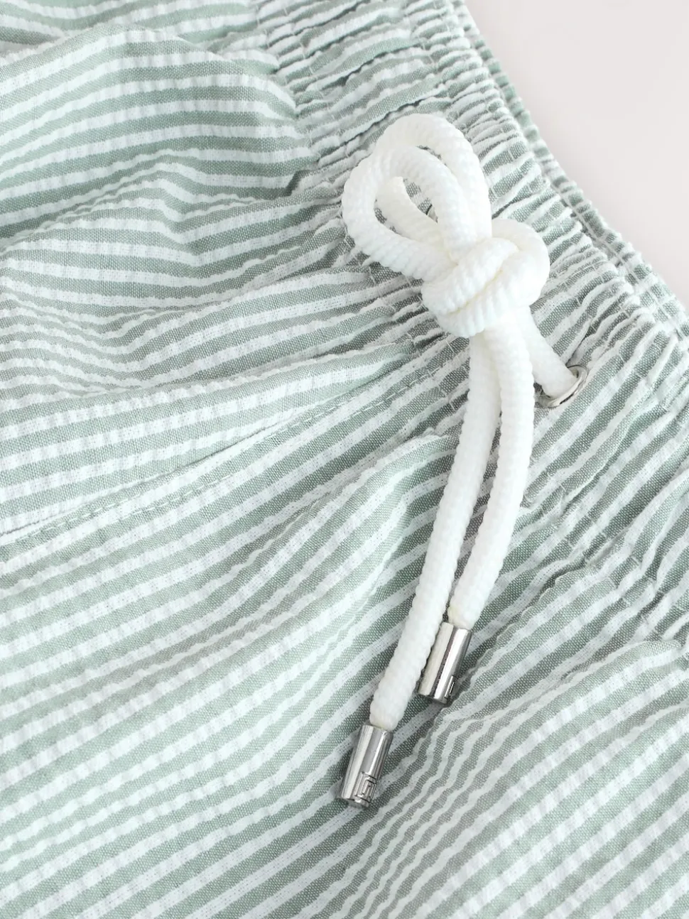 Sage Green Stripe Seersucker Swim Shorts