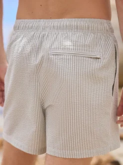 Sage Green Stripe Seersucker Swim Shorts