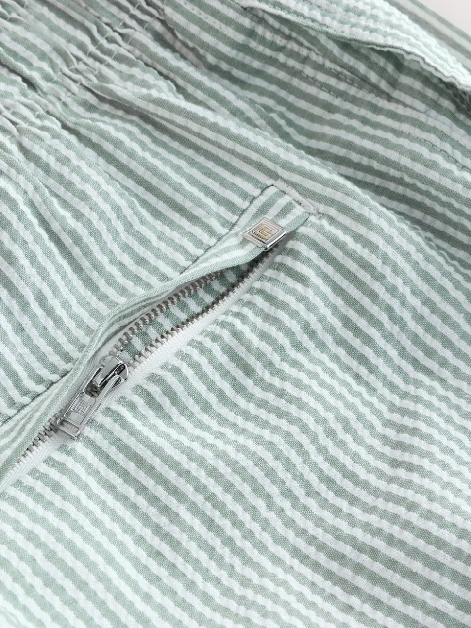 Sage Green Stripe Seersucker Swim Shorts