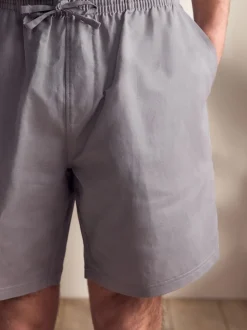 Sage Green/Grey Linen Blend Pyjamas Shorts Set