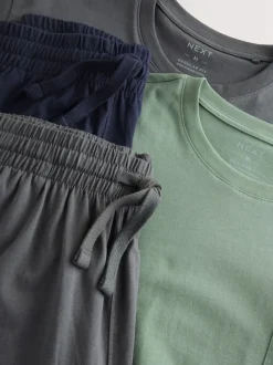 Sage Green/Slate Grey Jersey Short Pyjamas Set 2 Pack