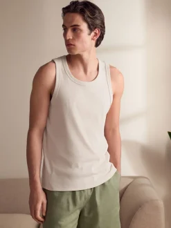 Sage Green/White Linen Blend Vest Pyjamas Shorts Set