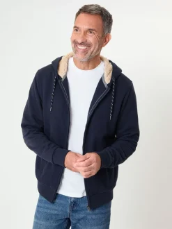 Saltwell Blue Borg Lined Zip Through Hoodie