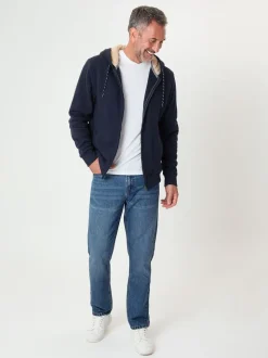 Saltwell Blue Borg Lined Zip Through Hoodie