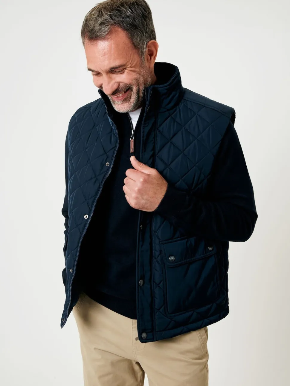 Saltwell Blue Heritage Diamond Quilted Funnel Neck Gilet
