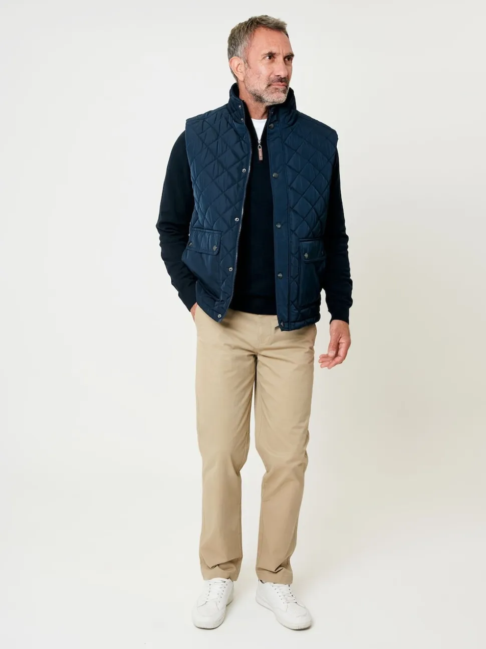 Saltwell Blue Heritage Diamond Quilted Funnel Neck Gilet