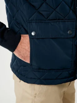 Saltwell Blue Heritage Diamond Quilted Funnel Neck Gilet