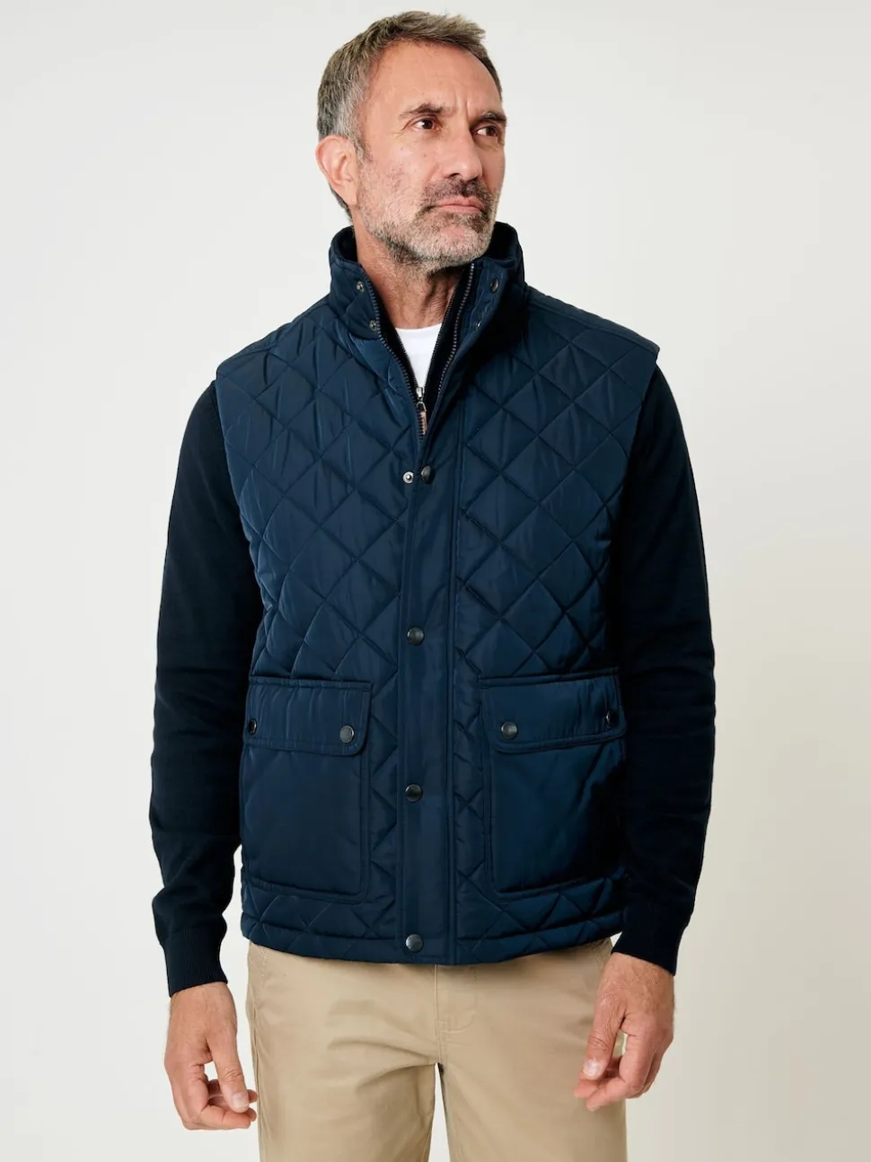 Saltwell Blue Heritage Diamond Quilted Funnel Neck Gilet