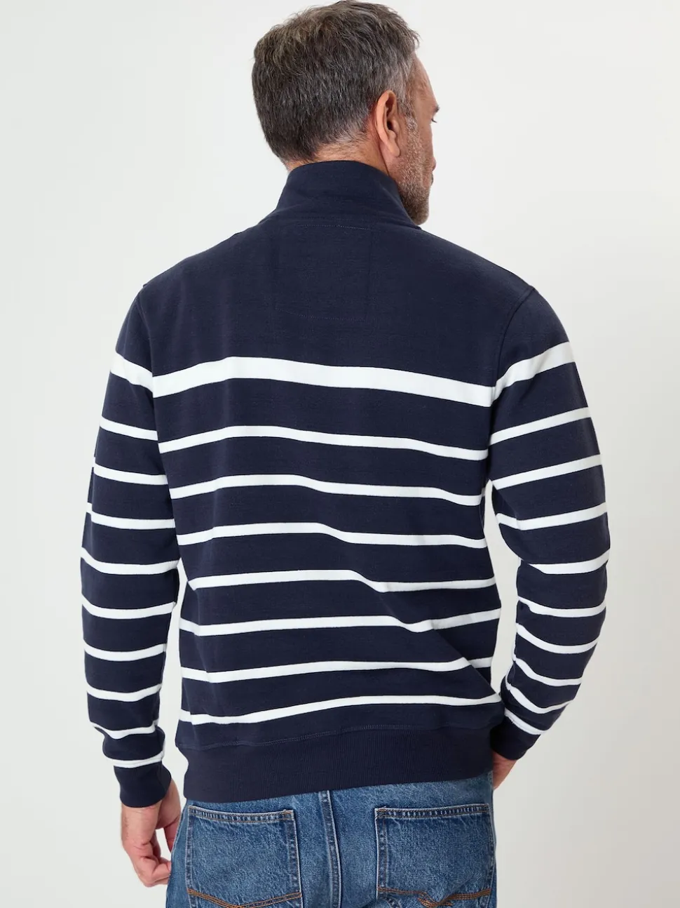 Saltwell Blue Striped Quarter Zip Sweatshirt