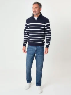 Saltwell Blue Striped Quarter Zip Sweatshirt