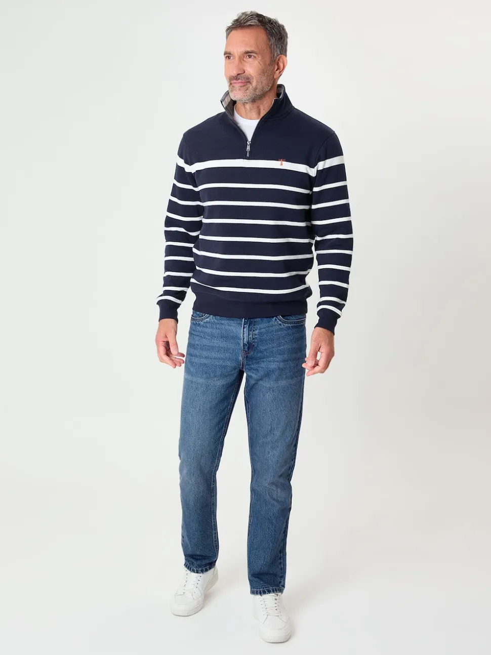 Saltwell Blue Striped Quarter Zip Sweatshirt