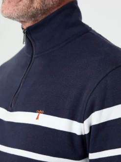 Saltwell Blue Striped Quarter Zip Sweatshirt