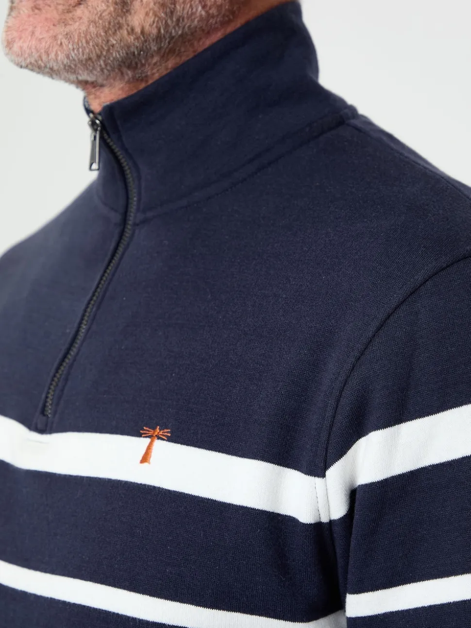 Saltwell Blue Striped Quarter Zip Sweatshirt