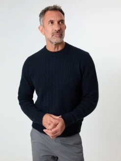 Saltwell Cable Knit Crew Neck Brown Jumper