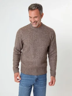 Saltwell Cable Knit Crew Neck Brown Jumper