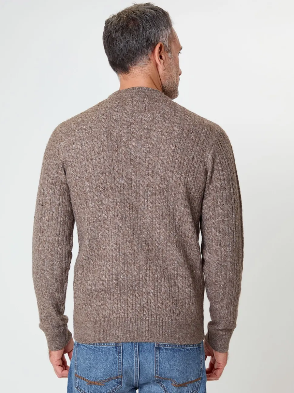 Saltwell Cable Knit Crew Neck Brown Jumper