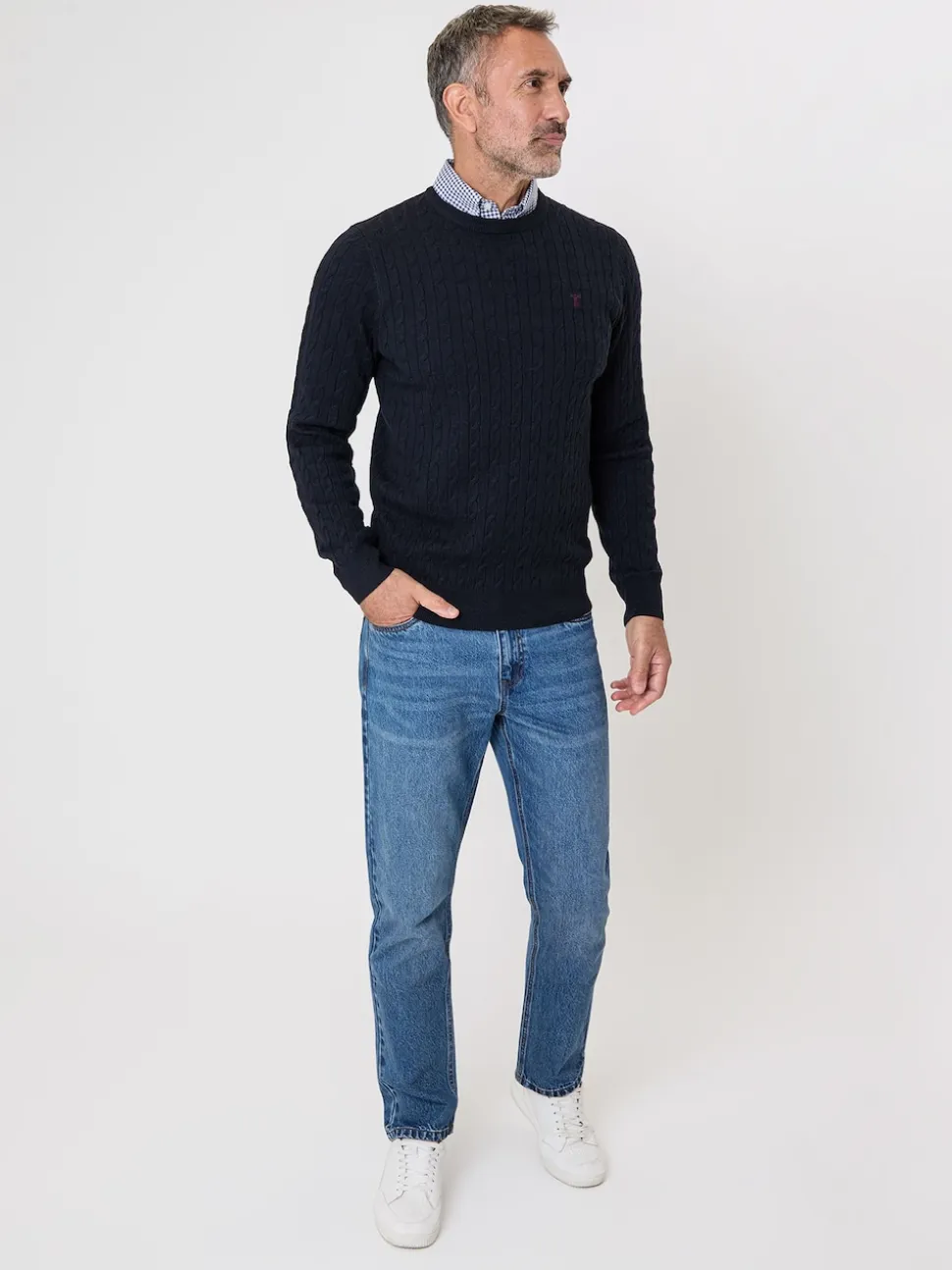 Saltwell Cable Knit Mock Shirt Jumper