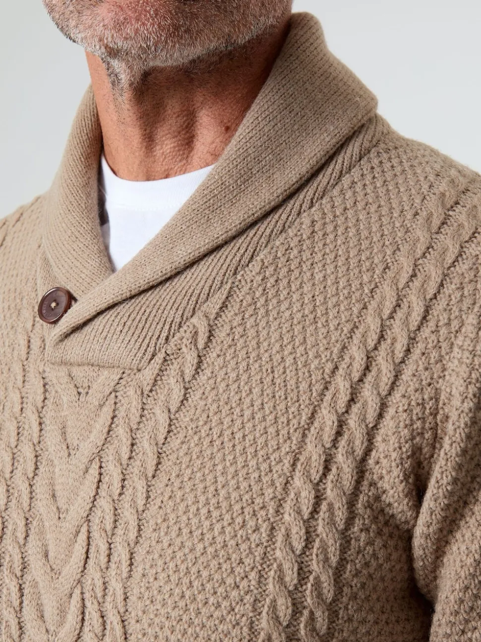 Saltwell Cable Knit Shawl Neck Jumper
