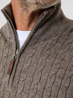 Saltwell Mock T-Shirt Quarter Zip Cable Knit Jumper