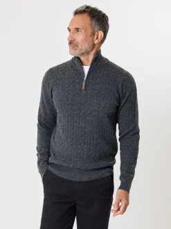 Saltwell Mock T-Shirt Quarter Zip Cable Knit Jumper