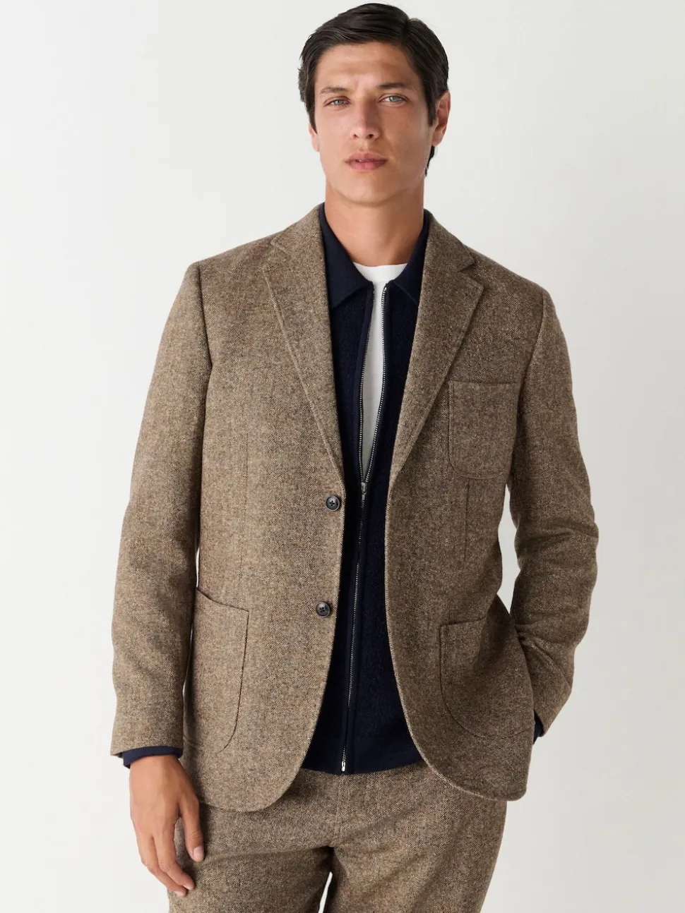 Sand Relaxed Fit Wool Blend Suit Jacket