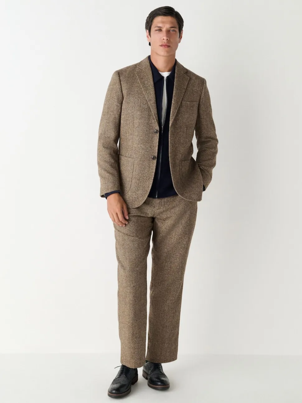 Sand Relaxed Fit Wool Blend Suit Jacket