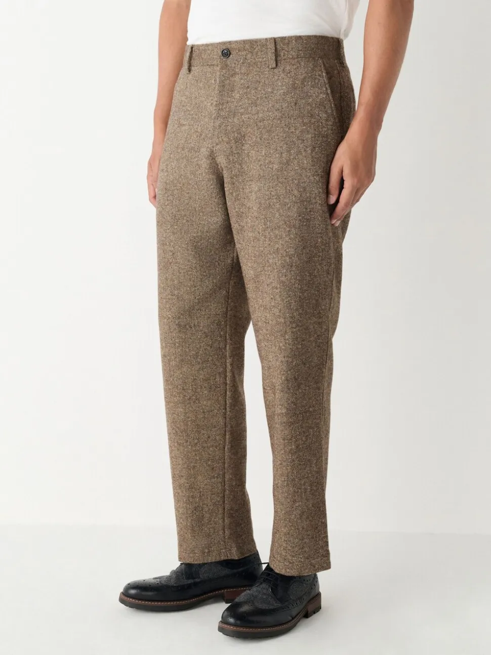 Sand Relaxed Fit Wool Blend Suit Trousers