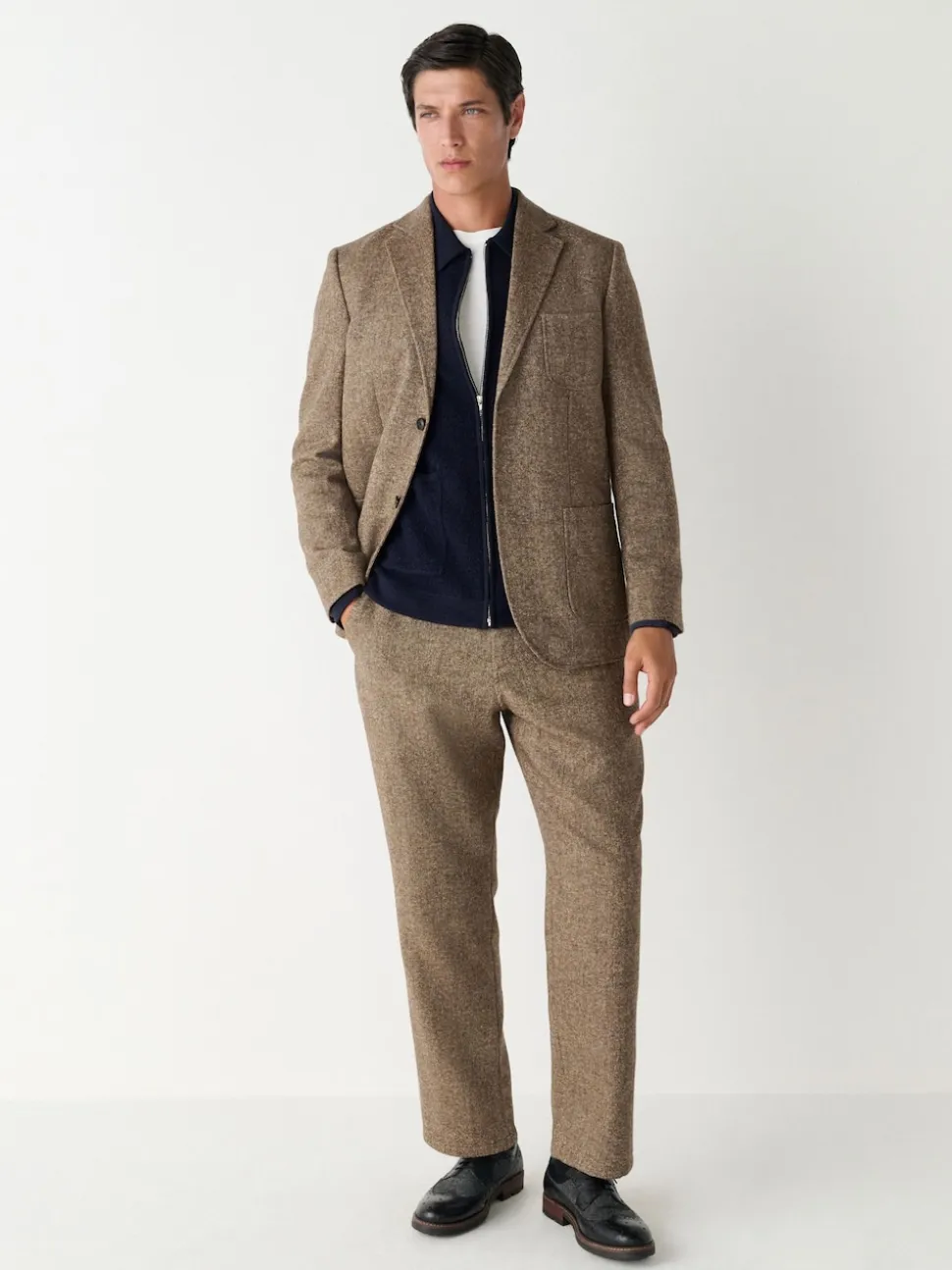 Sand Relaxed Fit Wool Blend Suit Trousers
