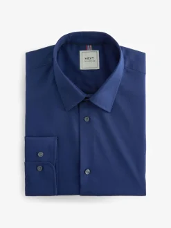 Sapphire Blue Regular Fit Easy Care Textured Single Cuff Smart Shirt