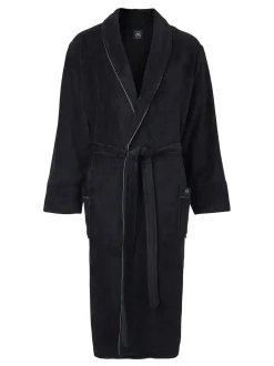 Savile Row Company Black Fleece Dressing Gown With Piping