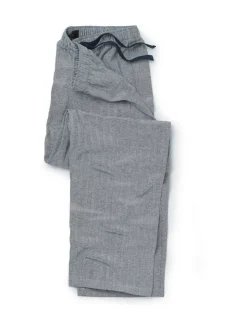 Savile Row Company Blue Brushed Cotton Twill Herringbone Pyjama Bottoms