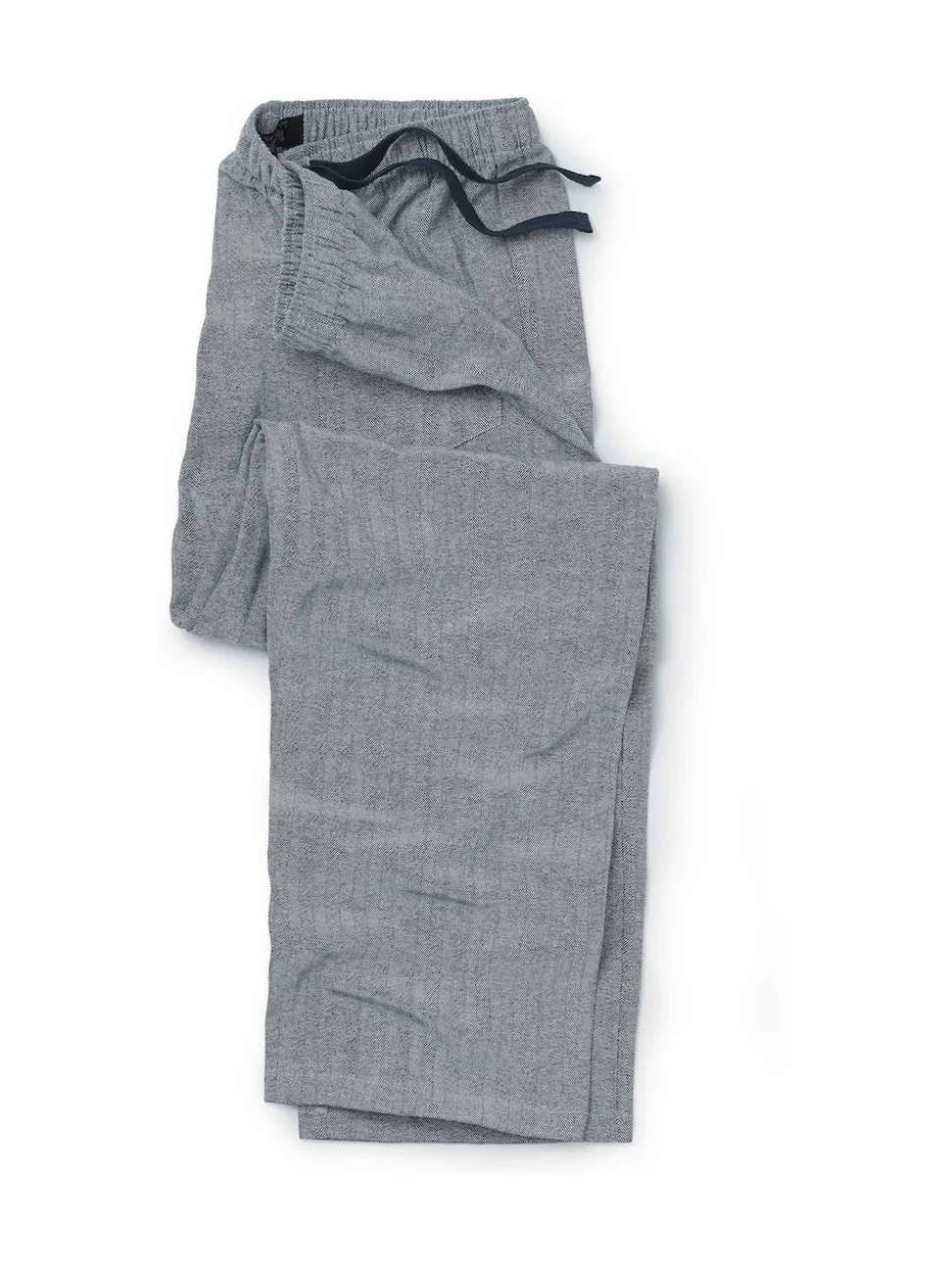 Savile Row Company Blue Brushed Cotton Twill Herringbone Pyjama Bottoms