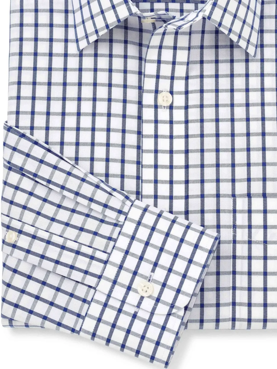 Savile Row Company Blue Classic Fit Check Non-Iron Single Cuff Formal Shirt