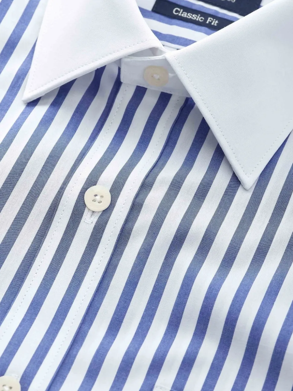 Savile Row Company Blue Classic Fit Striped Cotton Winchester Double Cuff Formal Shirt