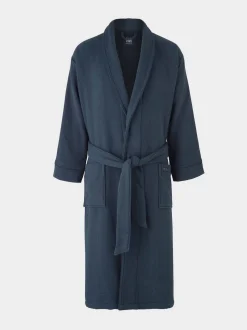 Savile Row Company Blue Cotton Waffle Dressing Gown With Terry Lining