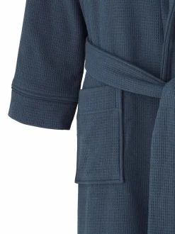 Savile Row Company Blue Cotton Waffle Dressing Gown With Terry Lining