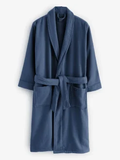 Savile Row Company Blue Cotton Waffle Dressing Gown With Terry Lining