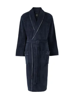 Savile Row Company Blue Fleece Dressing Gown With Piping