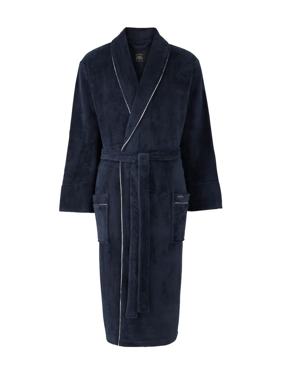 Savile Row Company Blue Fleece Dressing Gown With Piping