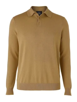 Savile Row Company Brown Merino Wool Knitted Polo Shirt