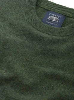 Savile Row Company Green Merino Wool Cashmere Blend Crew Neck Jumper