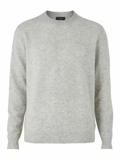 Savile Row Company Grey Merino Wool Cashmere Blend Crew Neck Jumper