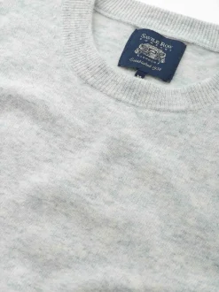 Savile Row Company Grey Merino Wool Cashmere Blend Crew Neck Jumper