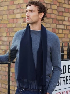 Savile Row Company Navy Blue Cashmere Scarf