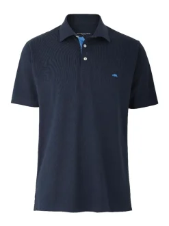 Savile Row Company Navy Classic Fit Cotton Pique Short Sleeve Polo Shirt