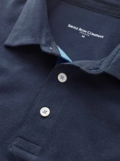 Savile Row Company Navy Classic Fit Cotton Pique Short Sleeve Polo Shirt
