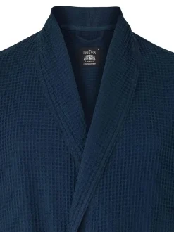 Savile Row Company Navy Cotton Waffle Dressing Gown