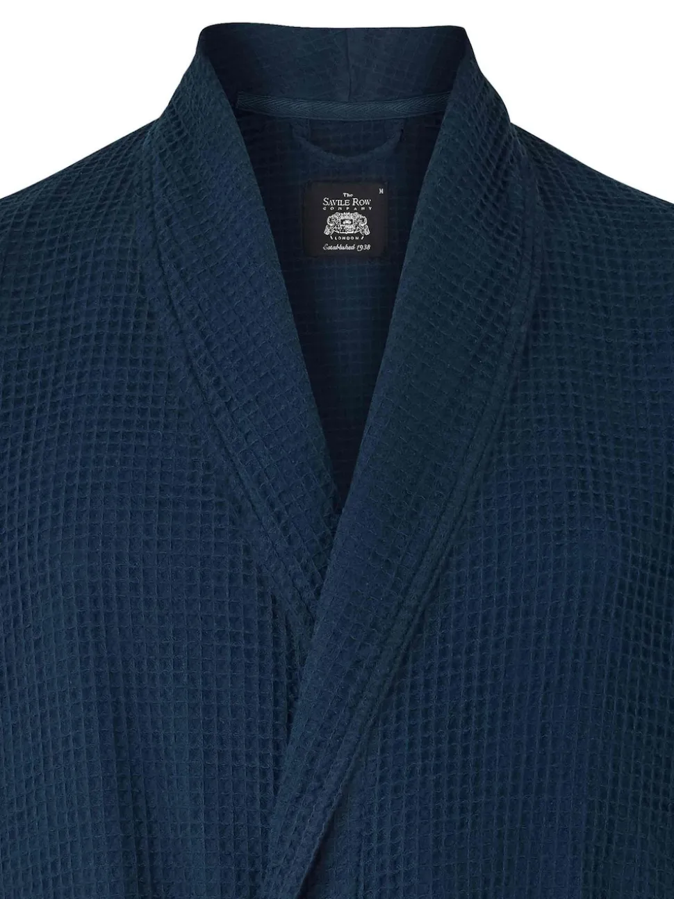 Savile Row Company Navy Cotton Waffle Dressing Gown
